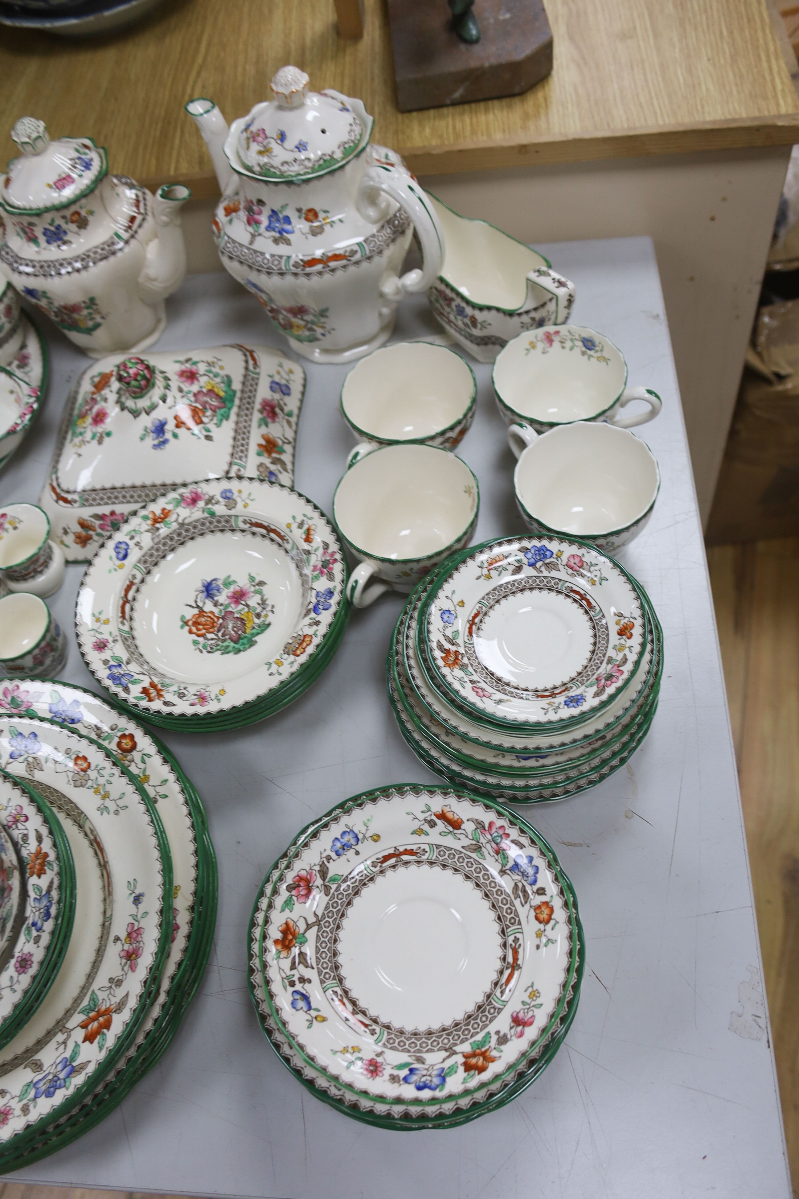 A Spode Chinese rose part dinner and tea service